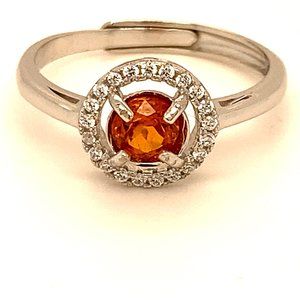 Spessartine .45ct White Gold Solid Silver Ring